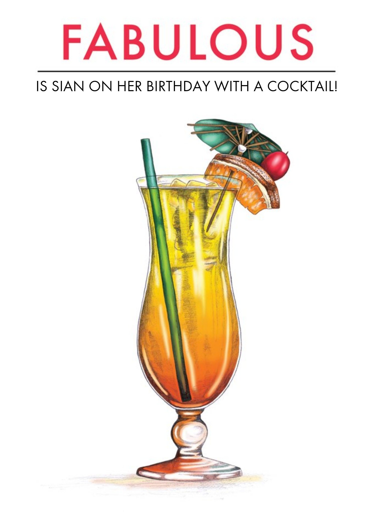 Moonpig Ladies Birthday Card - Cocktails - Fabulous, Large