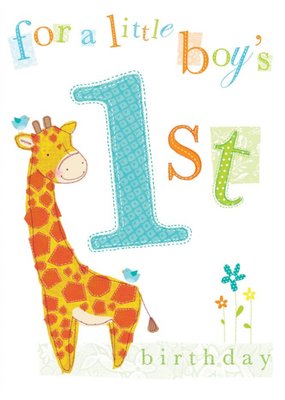 For A Little Boy's First Birthday Cute Giraffe Card