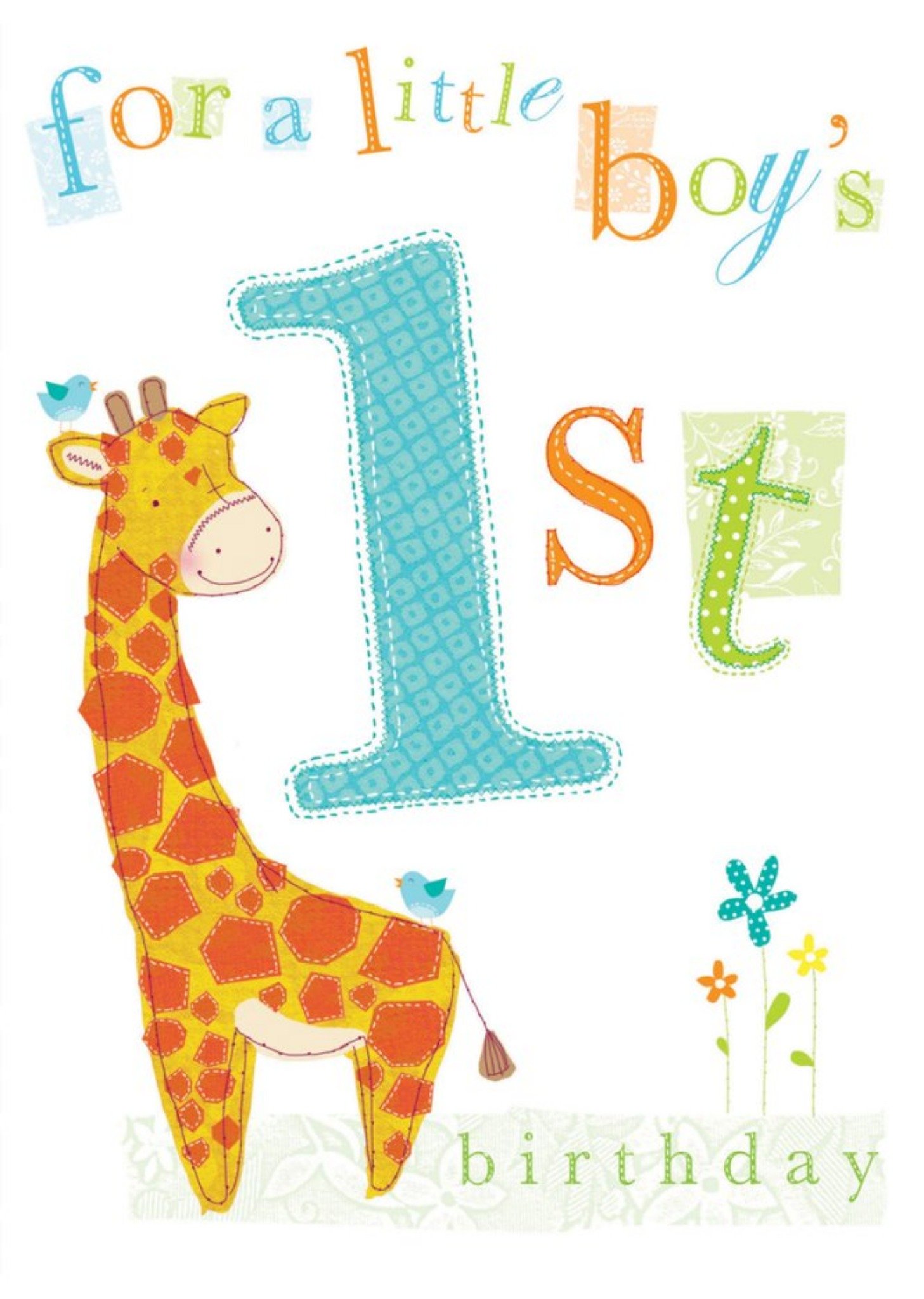 For A Little Boy's First Birthday Cute Giraffe Card Ecard