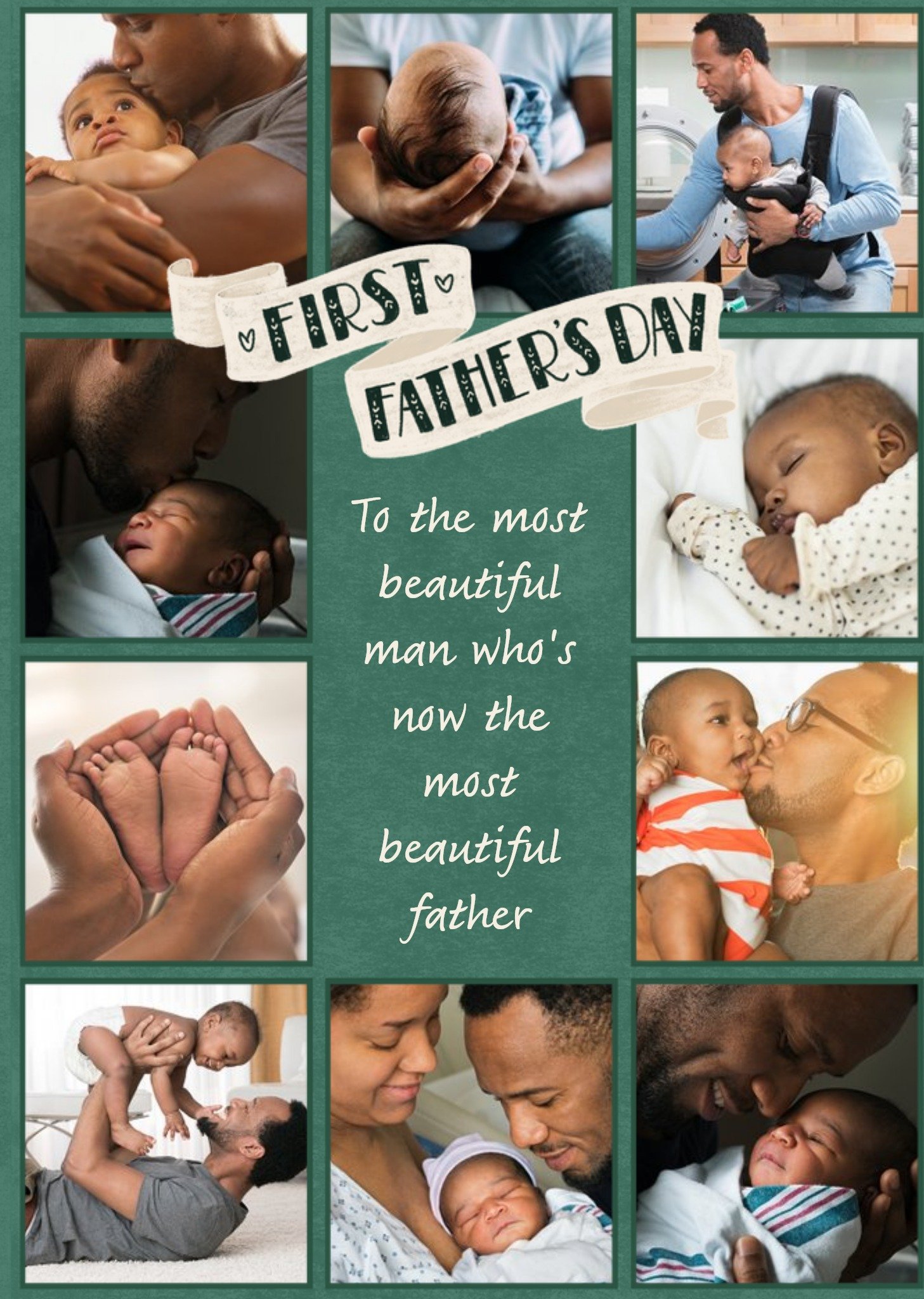 First Father's Day Banner Multiple Photo Upload Card Ecard