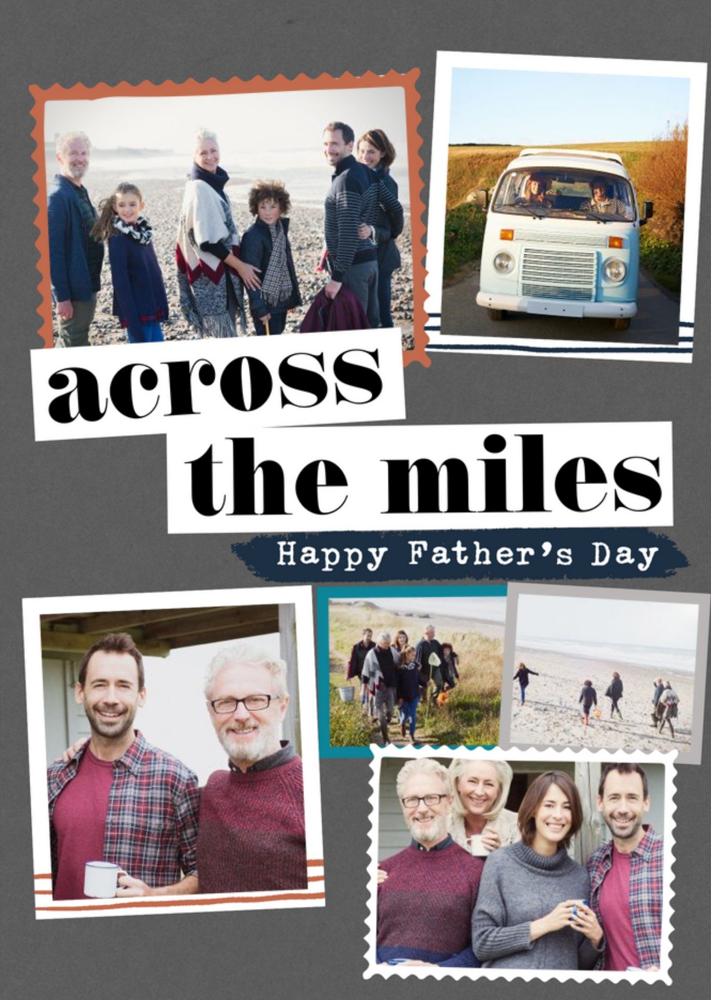 Modern Photo Upload Collage Across The Miles Father's Day Card Ecard