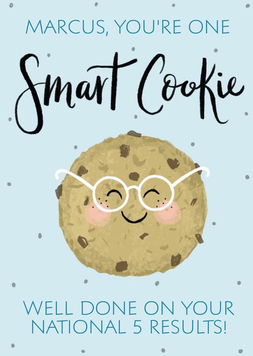 Illustration Of A Smiling Cookie On A Blue Background Congratulations On Your Exams Card
