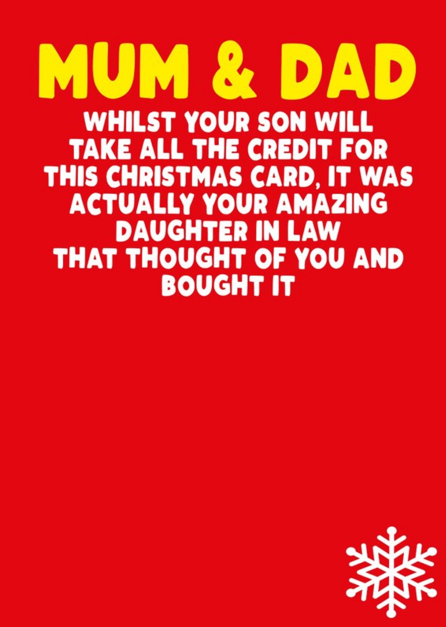 Filthy Sentiments Mum And Dad In Law Daughter Funny Christmas Card