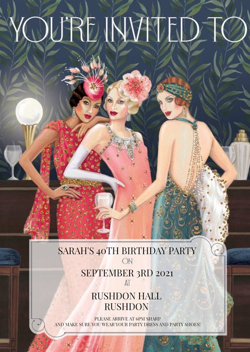 Clintons elegant 20's Birthday party invite