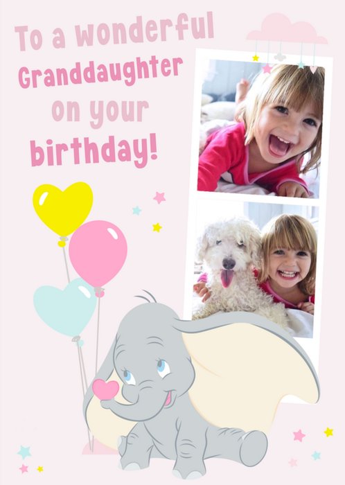 Disney Dumbo Wonderful Granddaughter Photo Upload Birthday Card