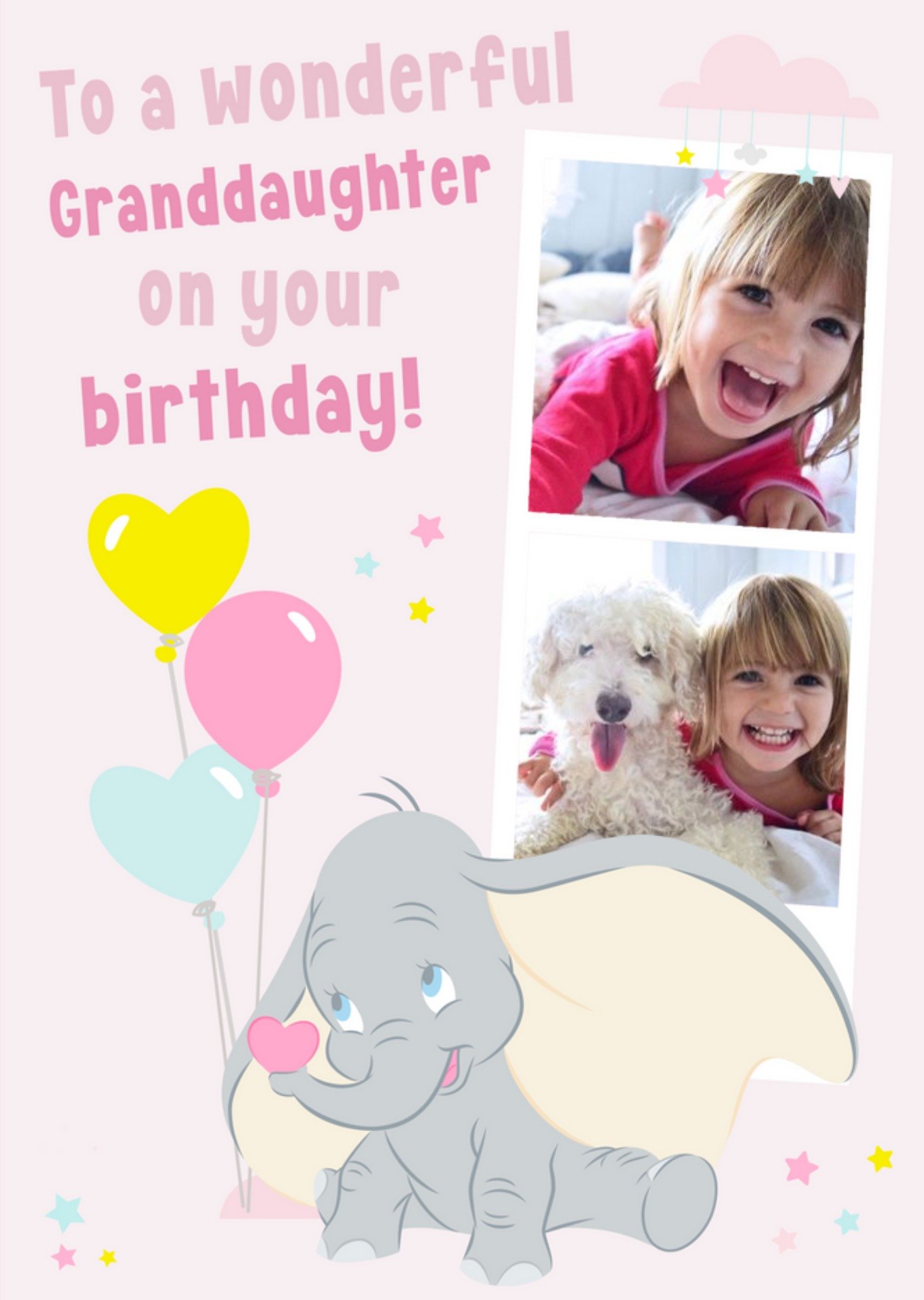 Disney Dumbo Wonderful Granddaughter Photo Upload Birthday Card, Large