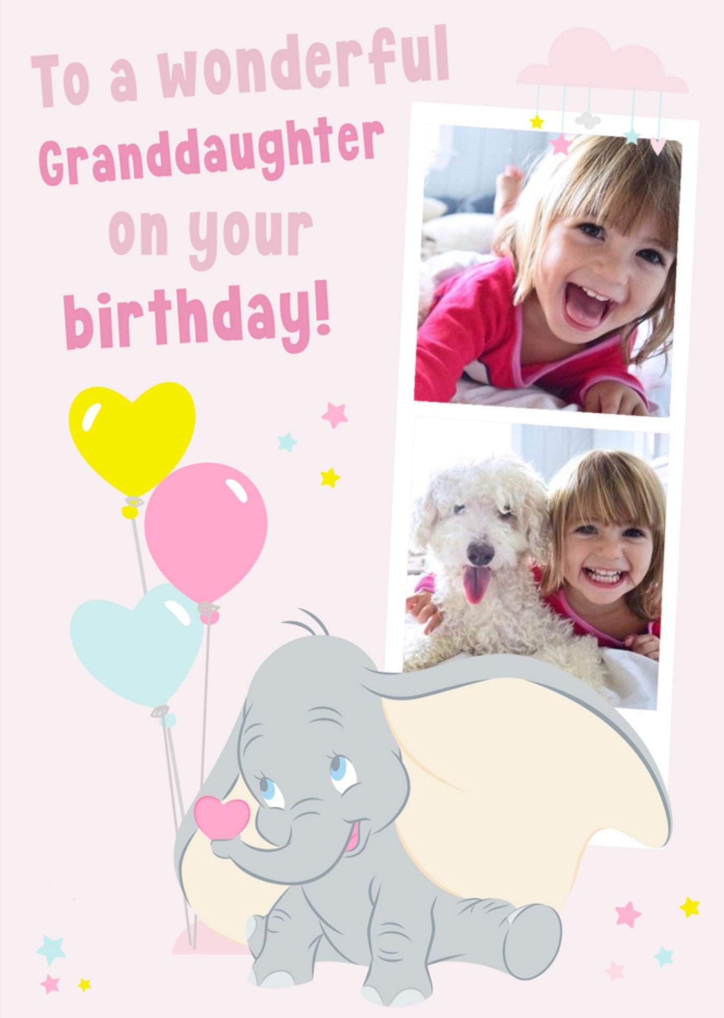 Disney Dumbo Wonderful Granddaughter Photo Upload Birthday Card Ecard