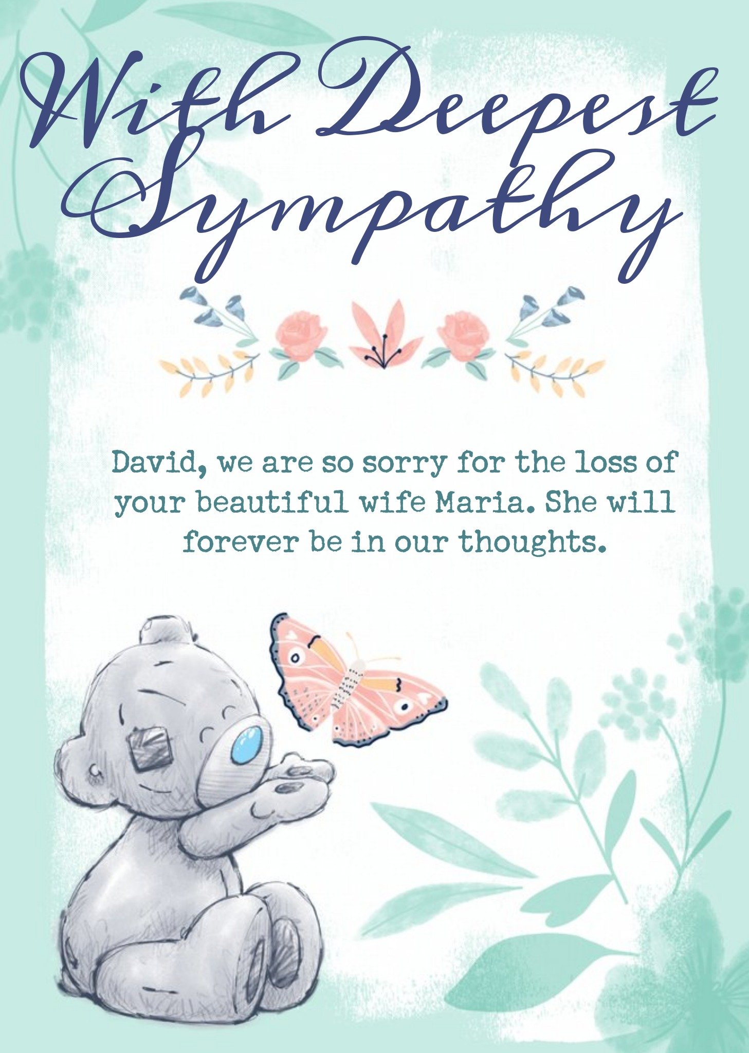 Me To You Tatty Teddy Sorry For Your Loss Sympathy Card Ecard