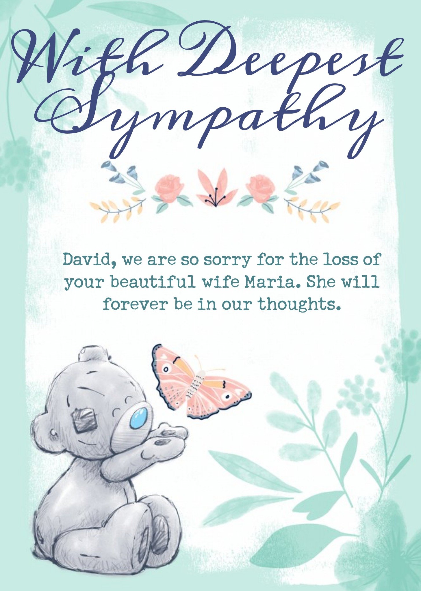 Me To You Tatty Teddy Sorry For Your Loss Sympathy Card