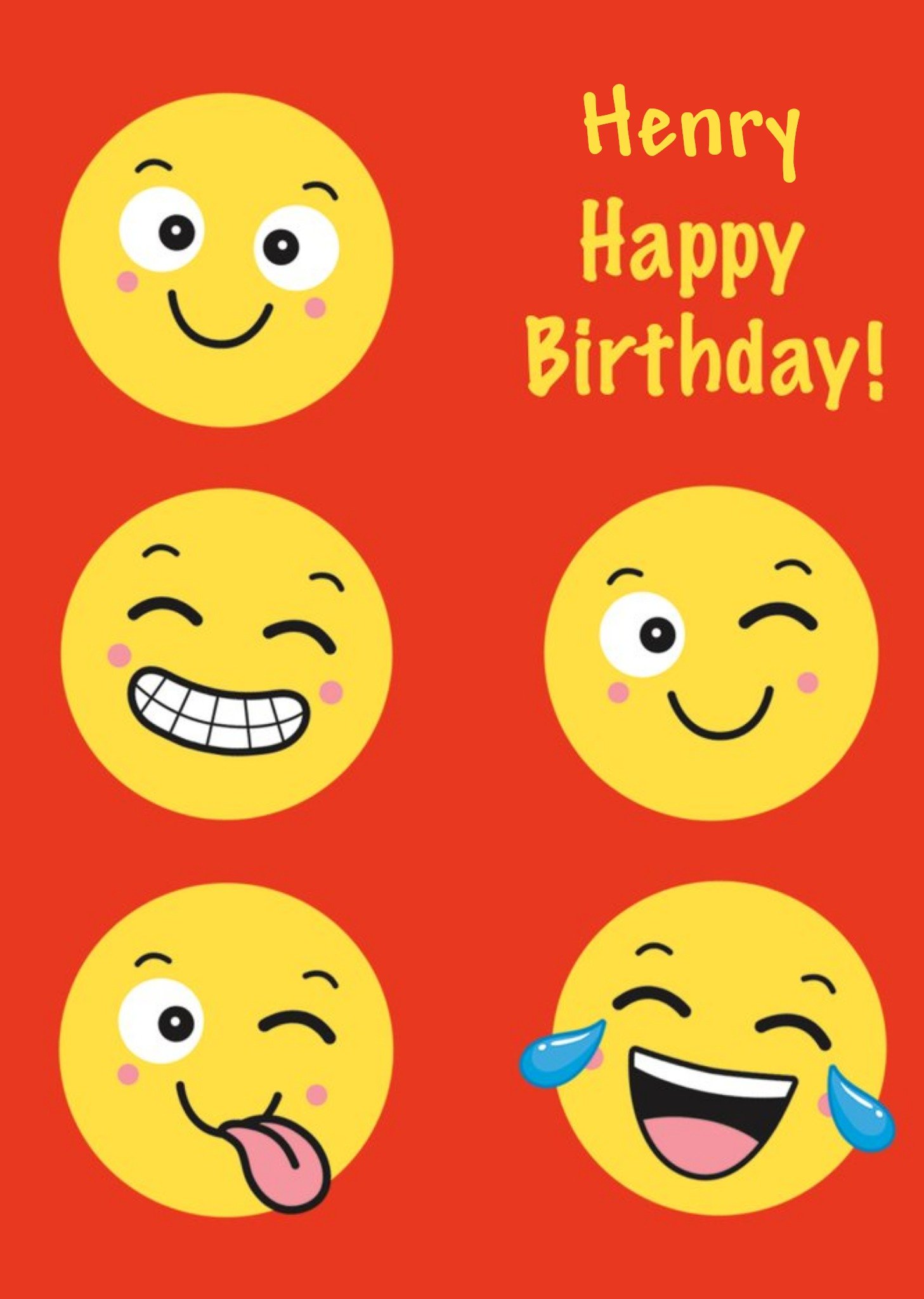 Moonpig Funny Cartoon Illustration Of Emojis On A Red Background Birthday Card, Large