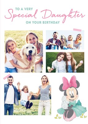 Cute Minnie Birthday Card  - Photo Upload -  Special Daughter
