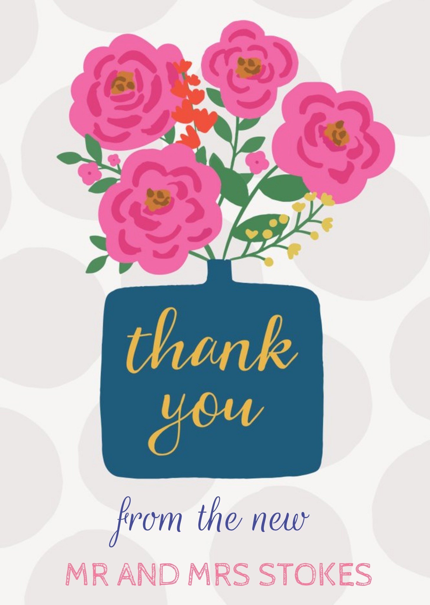 Moonpig Natalie Alex Designs Floral Personalised Thank You Card Ecard