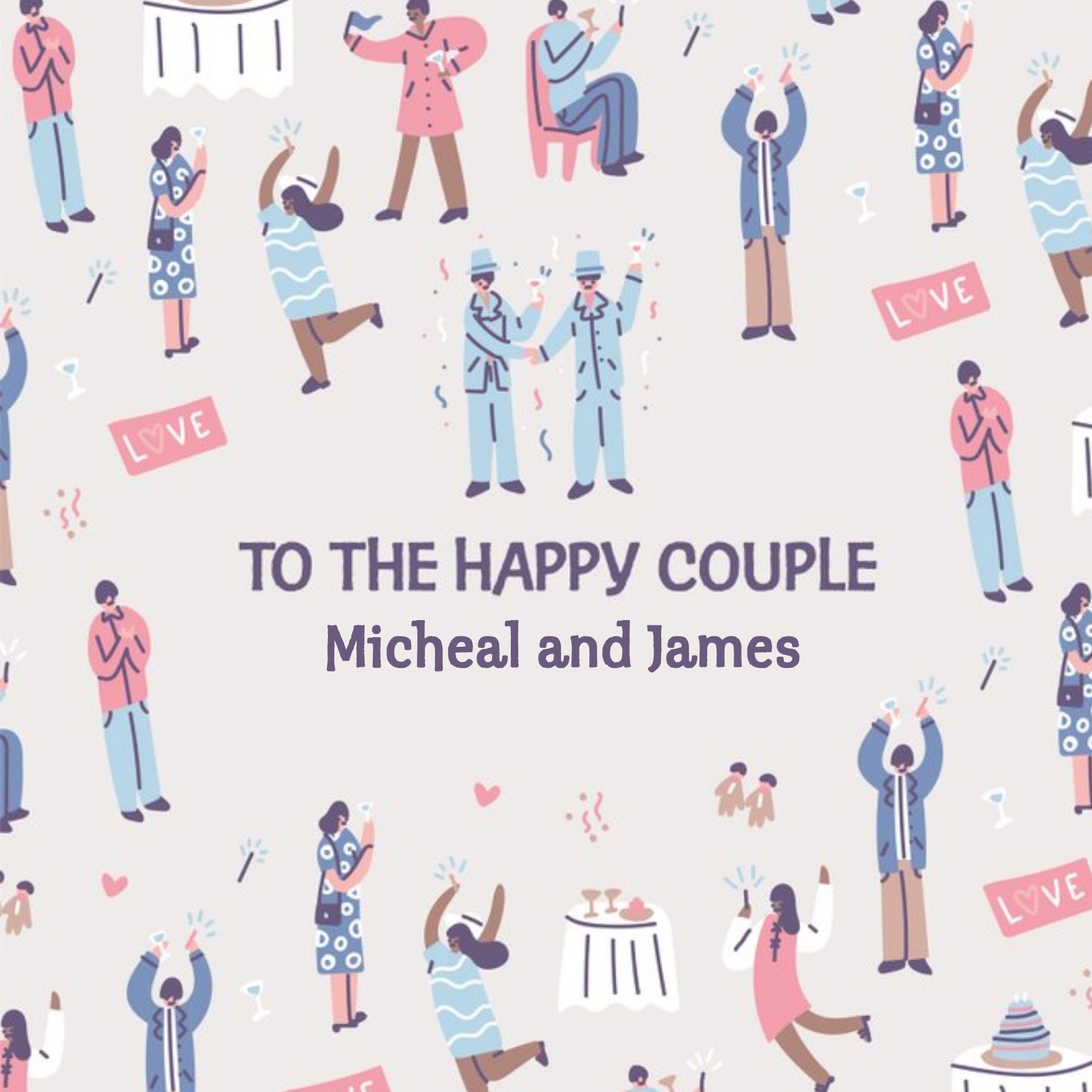 Moonpig Cute Mr And Mr To The Happy Couple Wedding Card, Square