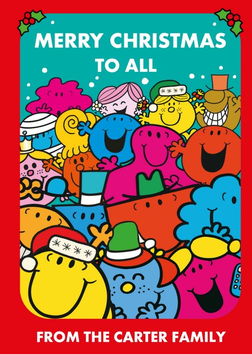 Mr Men Merry Christmas To All Personalised Card