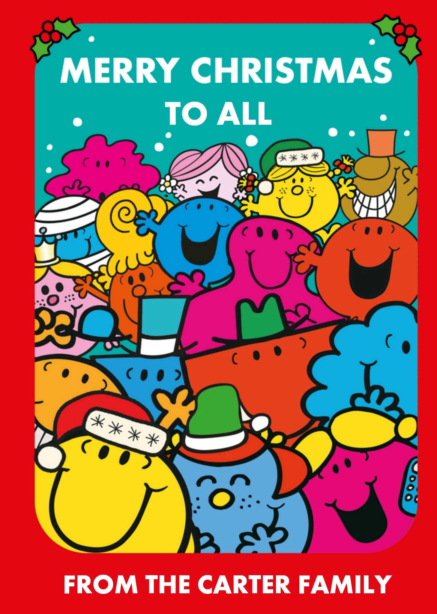 Mr Men Merry Christmas To All Personalised Card