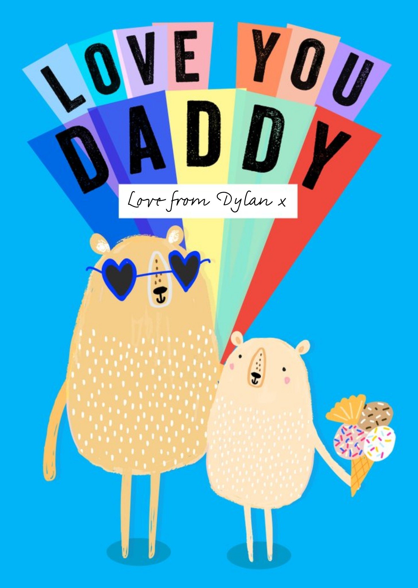 Love You Daddy Personalised Card Ecard