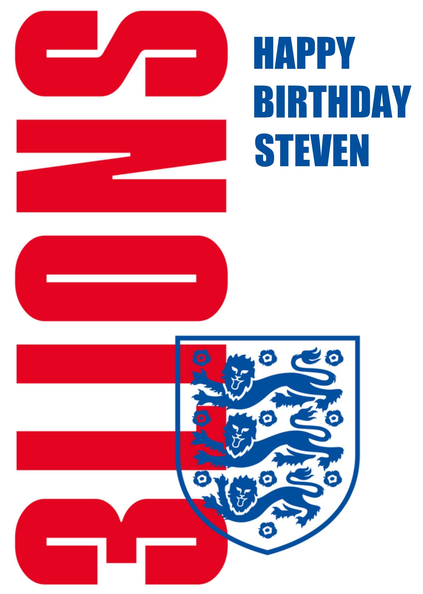 Moonpig Danilo England Happy Birthday 3 Lions On White Background Personalised Card, Large