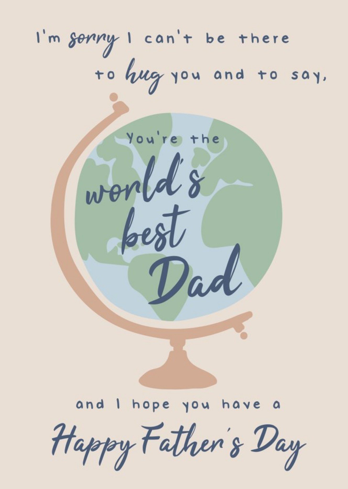 Moonpig I Cannot Be There To Hug You Sentimental Verse Worlds Best Dad Happy Fathers Card, Large