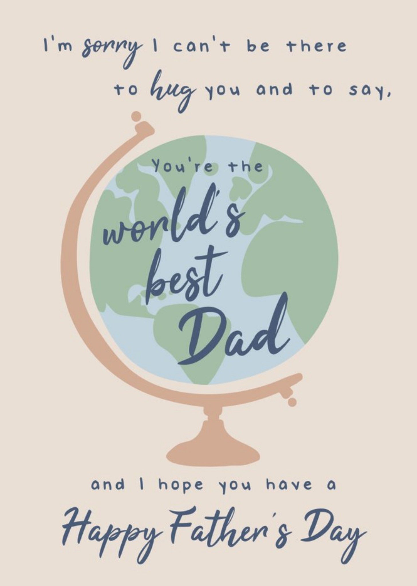 I Cannot Be There To Hug You Sentimental Verse Worlds Best Dad Happy Fathers Card Ecard