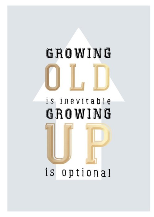 Growing Old Is Inevitable Typorgraphic Funny Birthday Card