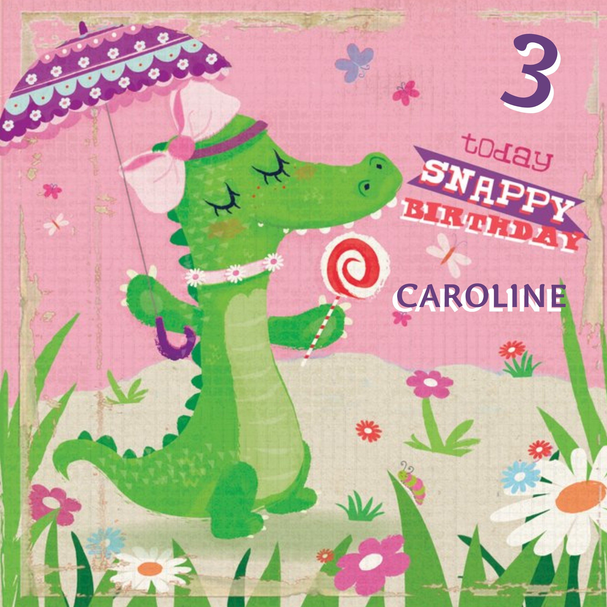 Moonpig Snappy Birthday Personalised 3rd Birthday Card, Square