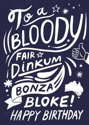 Stylized Typography With An Illustration Of Australia And A Thumbs Up Humorous Birthday Card