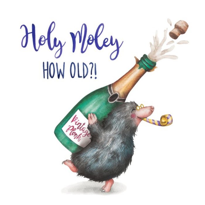 Mole Holy Moley How Old Birthday Card