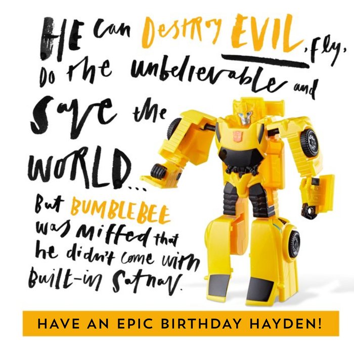 Funny Transformer Bumblebee birthday card