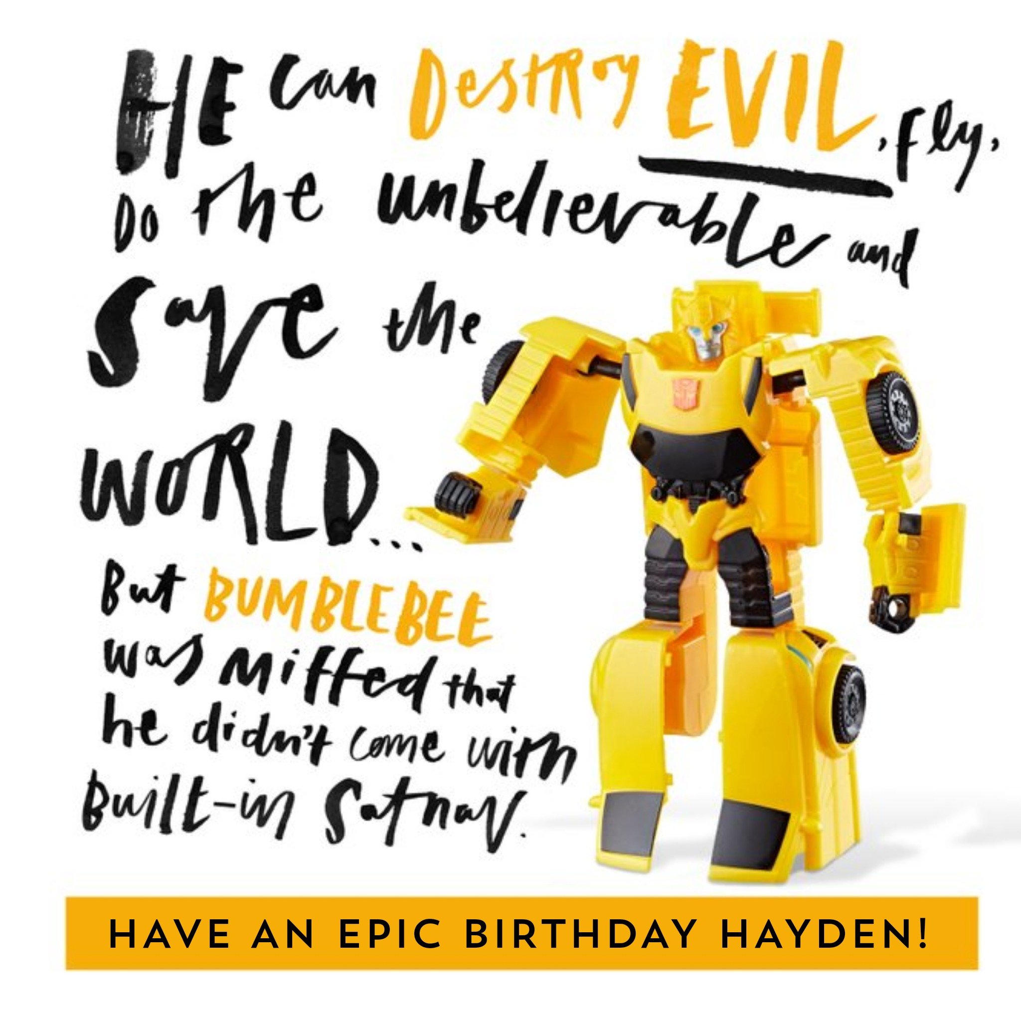 Transformers Funny Transformer Bumblebee Birthday Card, Large