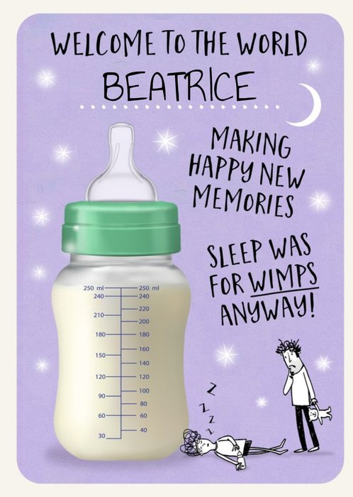 Sleep Was For Wimps Funny New Baby Card
