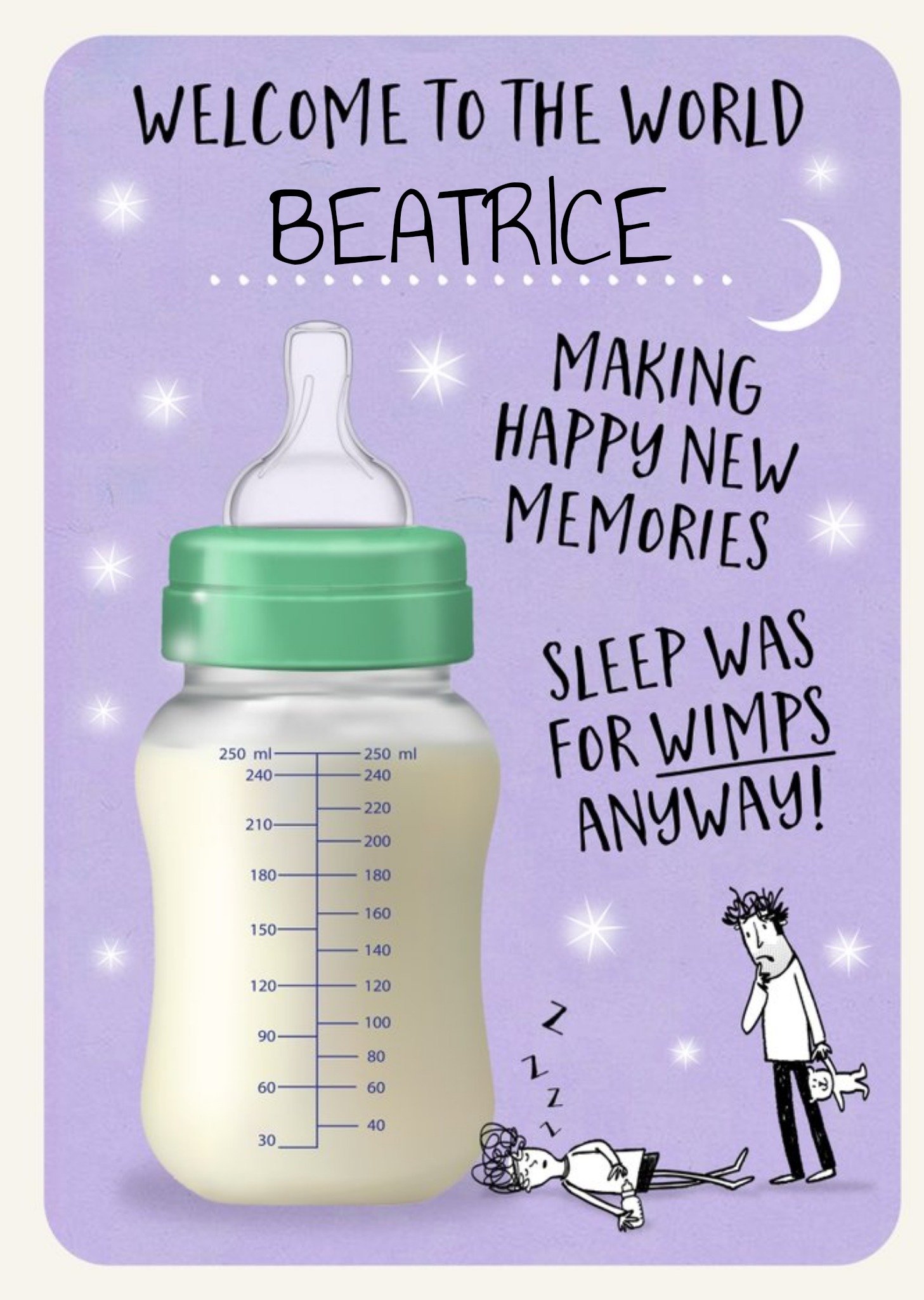 Sleep Was For Wimps Funny New Baby Card Ecard