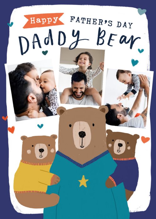 Happy Father's Day Daddy Bear Photo Upload Card