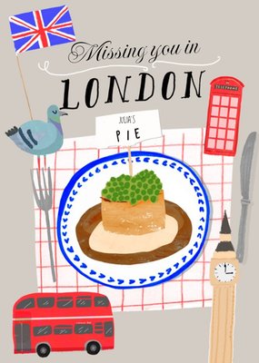Missing You In London Personalised Pie Card