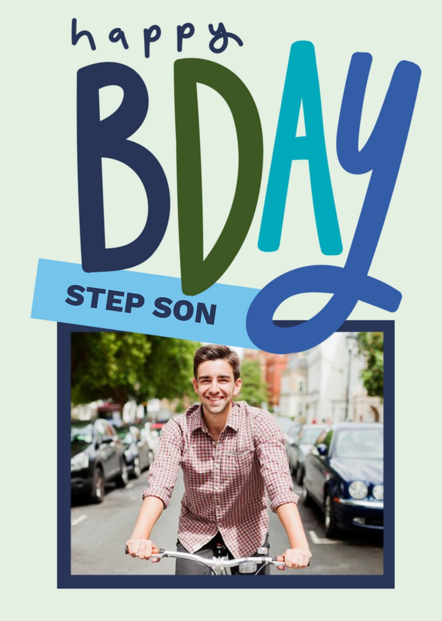 Typographic Stepson Bday Photo Upload Birthday Card Ecard