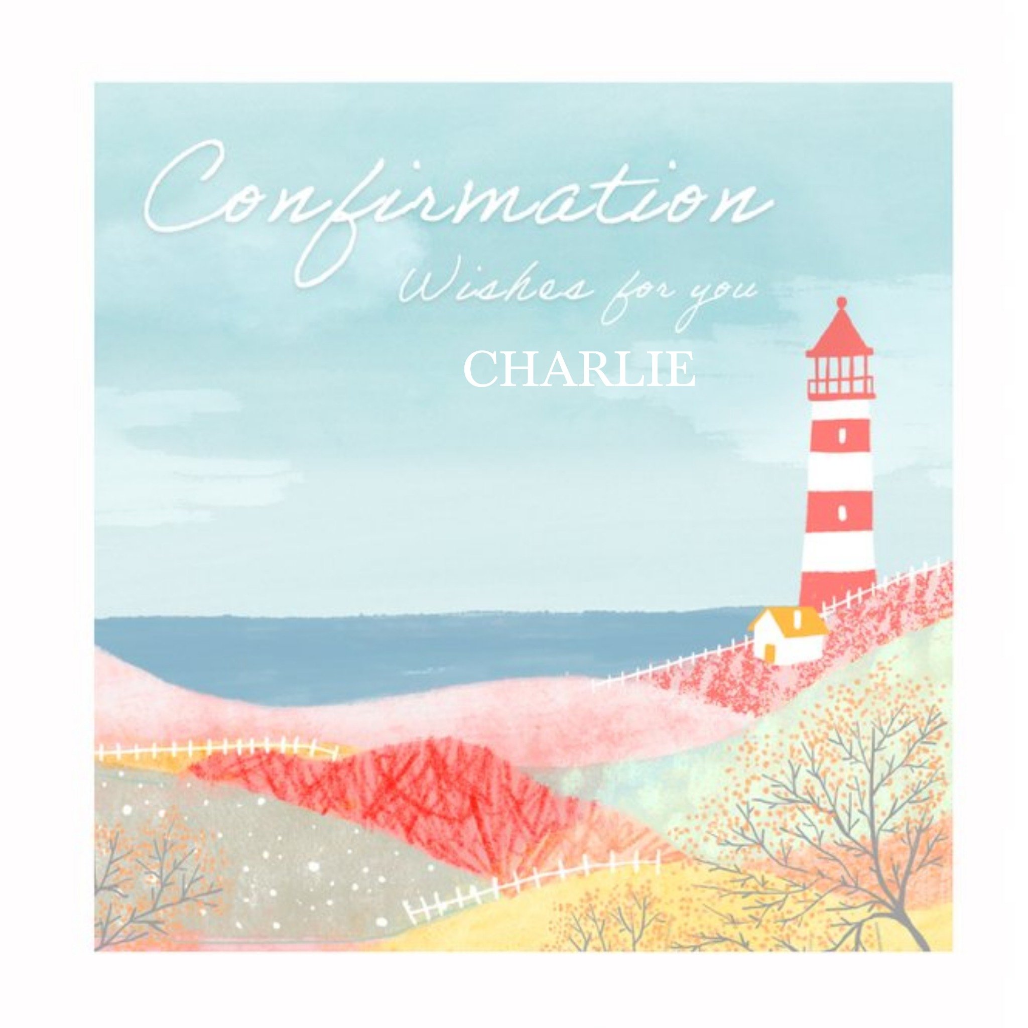 Millicent Venton Illustrated Lighthouse Confirmation Card, Square