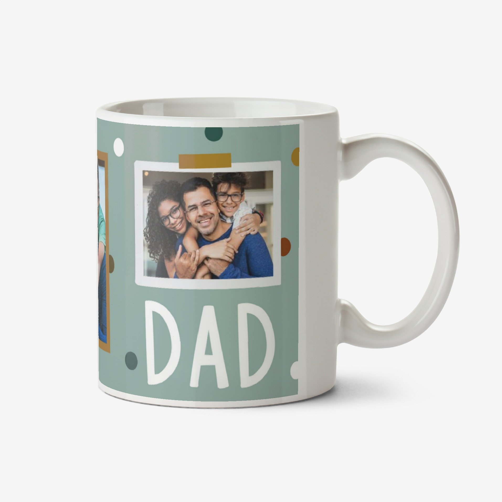 Simple Polka Dot Design Three Photo Upload Dad Mug Ceramic Mug