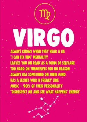 Cheeky Chops Virgo Star Sign Birthday Card