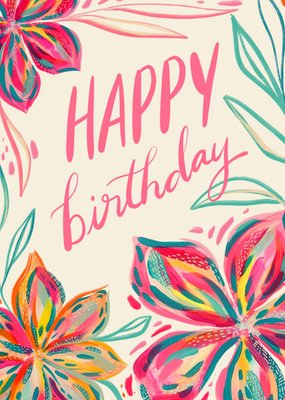 Happy Birthday Floral Colourful Card