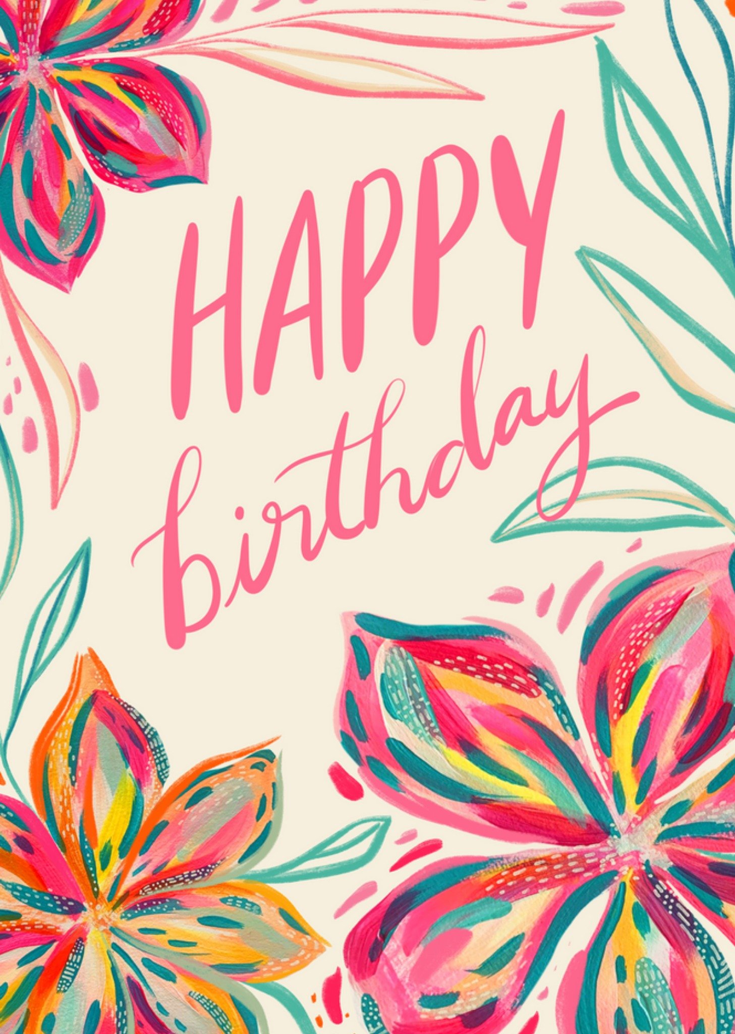 Happy Birthday Floral Colourful Card Ecard