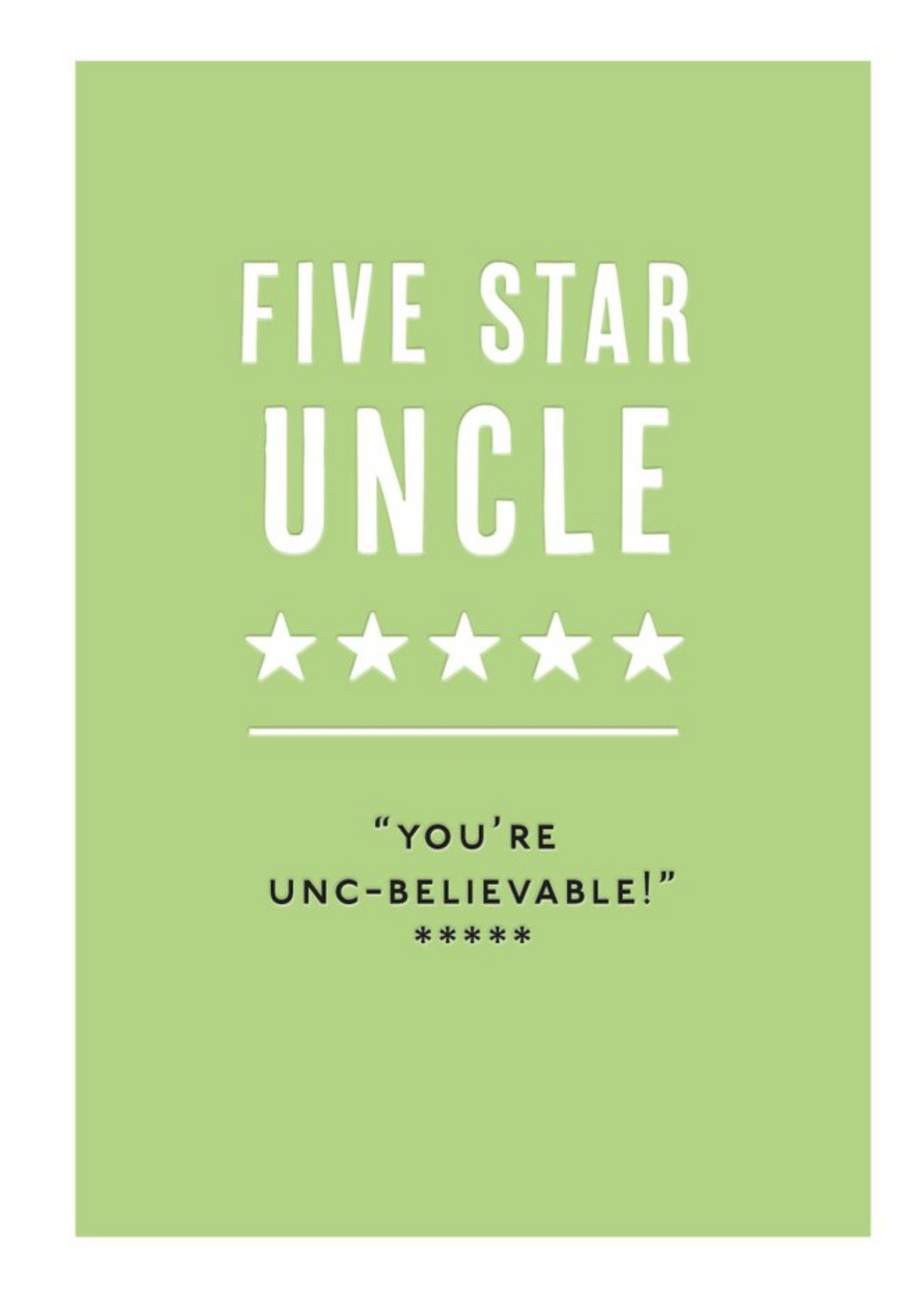 Moonpig Mungo And Shoddy Typographic Five Star Uncle Birthday Card Ecard