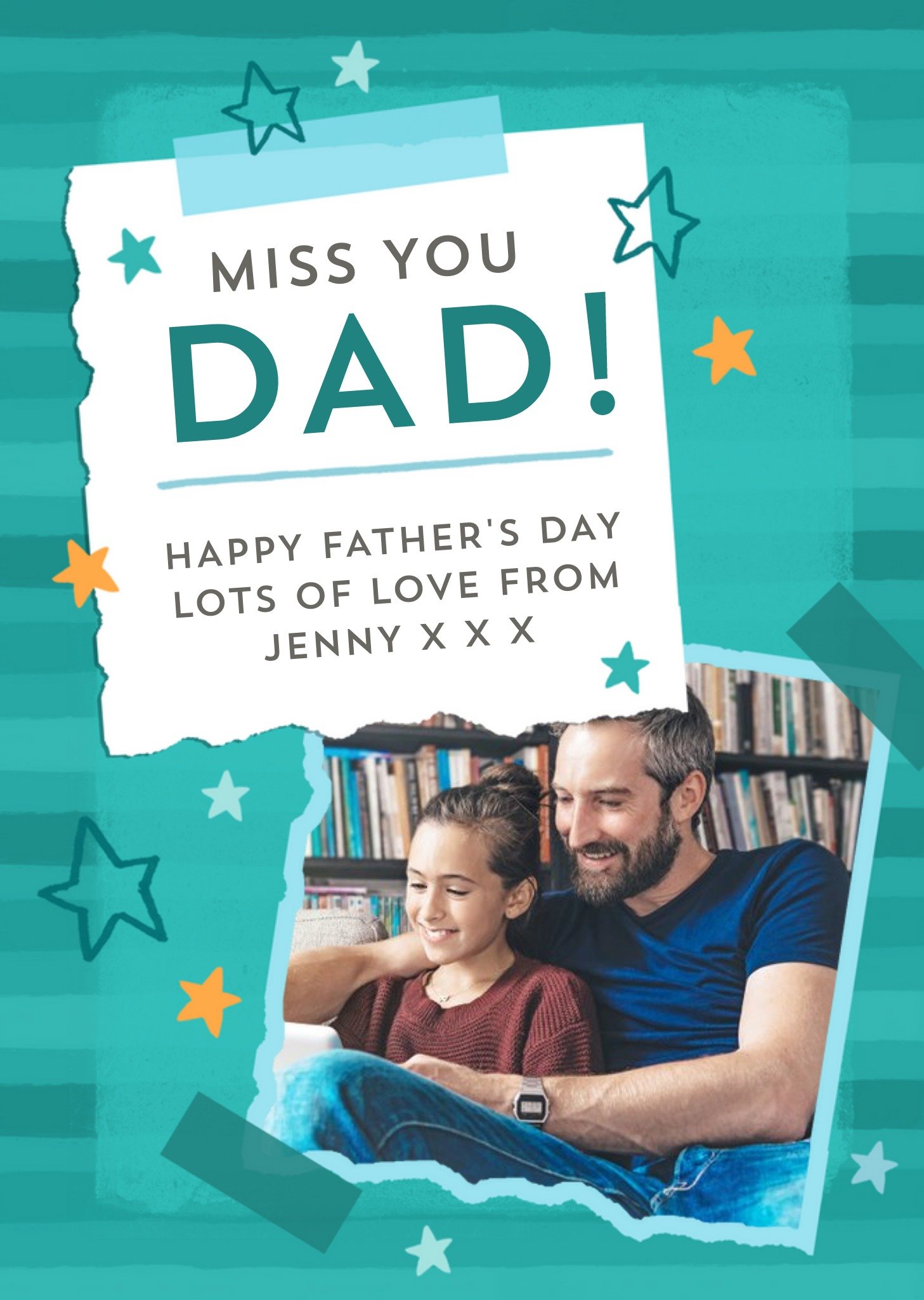 Modern Illustrated Miss You Father's Day Card Ecard