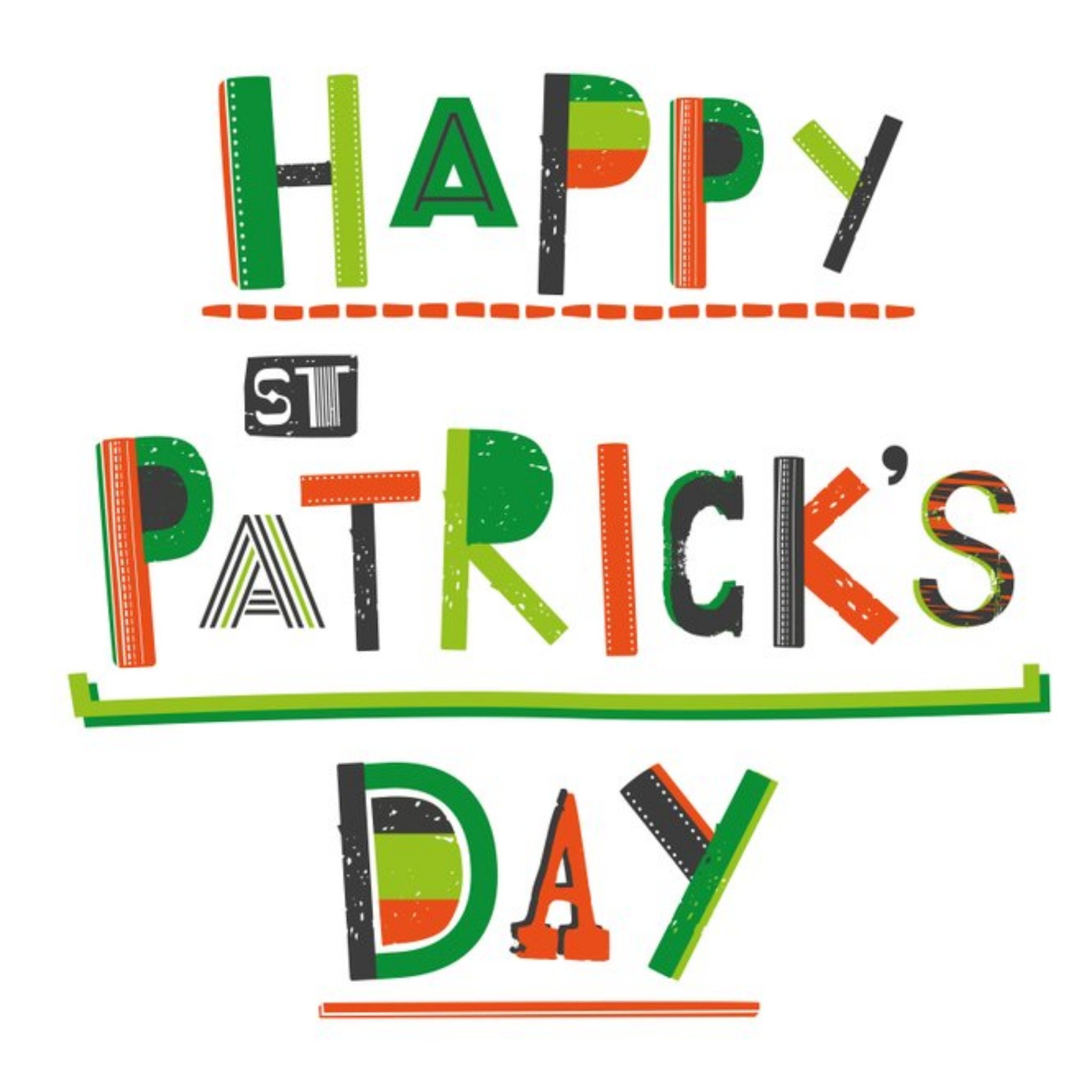 Moonpig Typographic Happy St Patricks Day Clover Card, Large