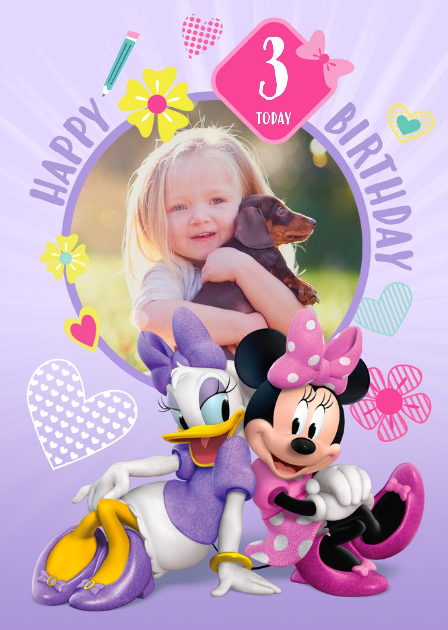 Disney 3rd Birthday Round Photo Upload Card Ecard