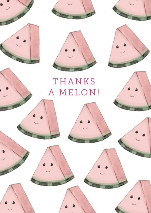 Illustration Of Melon Slice Characters Funny Pun Thank You Card