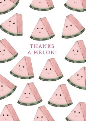 Illustration Of Melon Slice Characters Funny Pun Thank You Card
