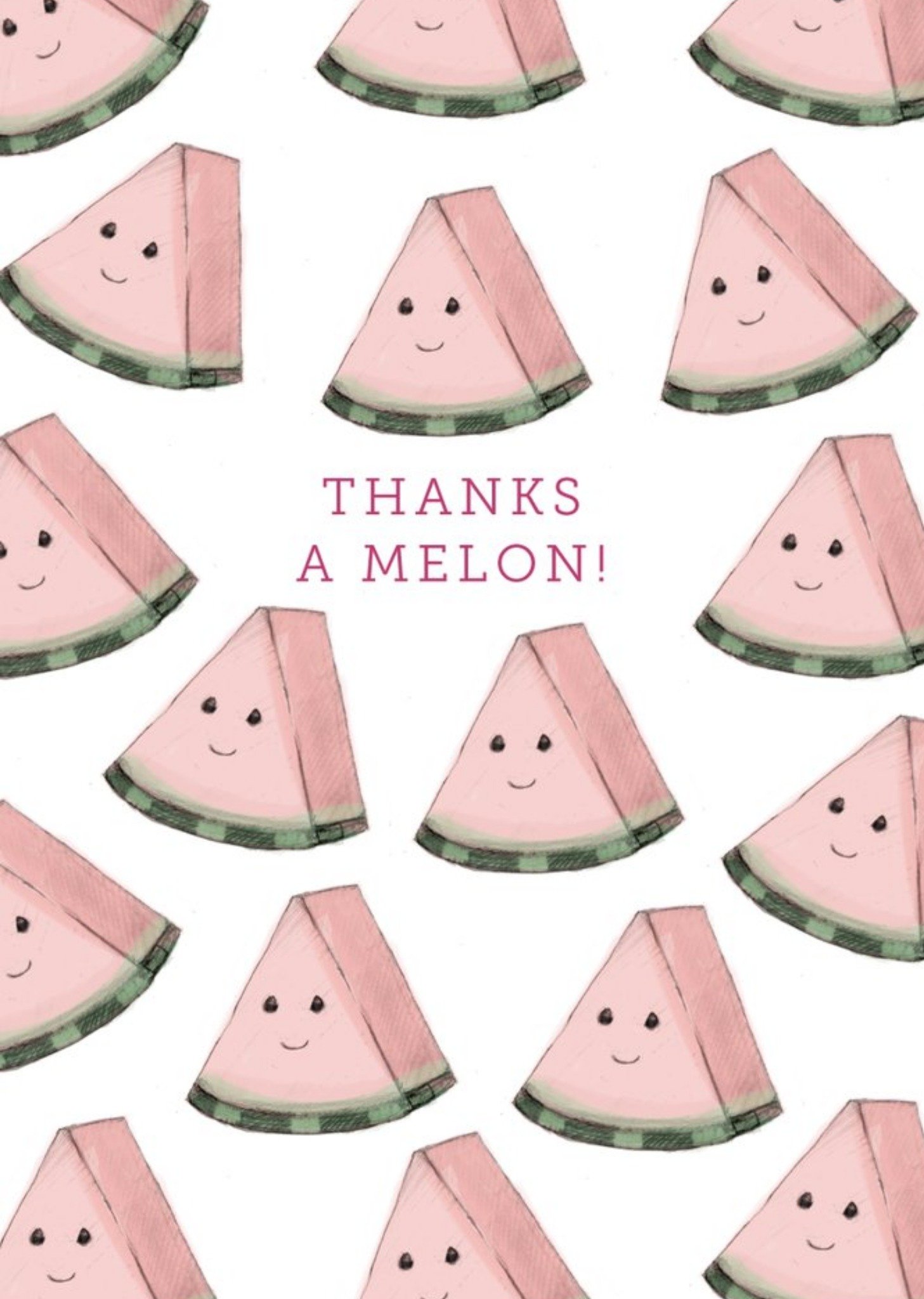 Moonpig Illustration Of Melon Slice Characters Funny Pun Thank You Card, Large