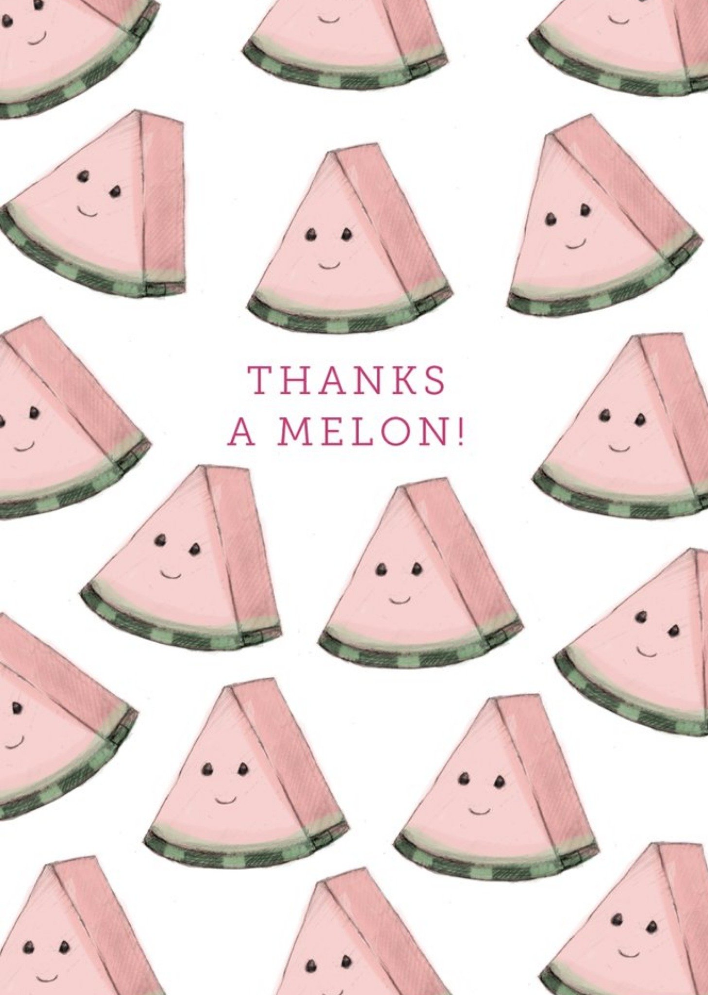 Illustration Of Melon Slice Characters Funny Pun Thank You Card Ecard