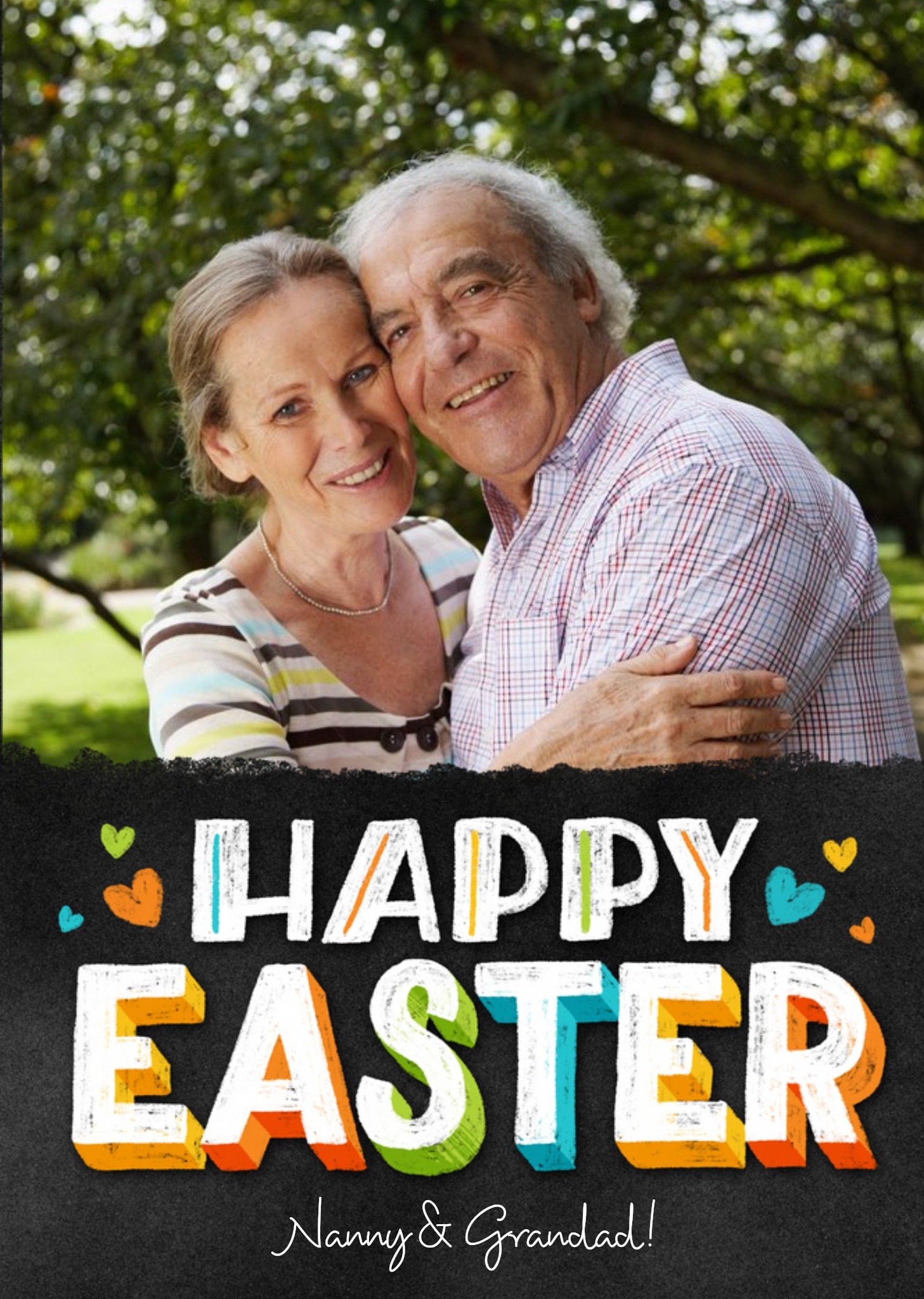 Easter Card - Chalk Lettering - Photo Upload - Nanny And Grandad Ecard