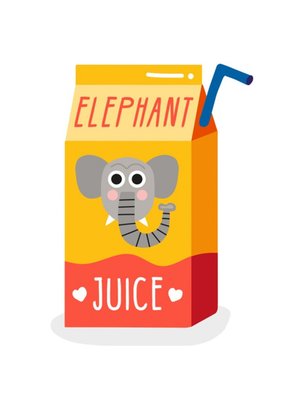 Illustration Of A Carton Of Elephant Juice Funny Pun Card