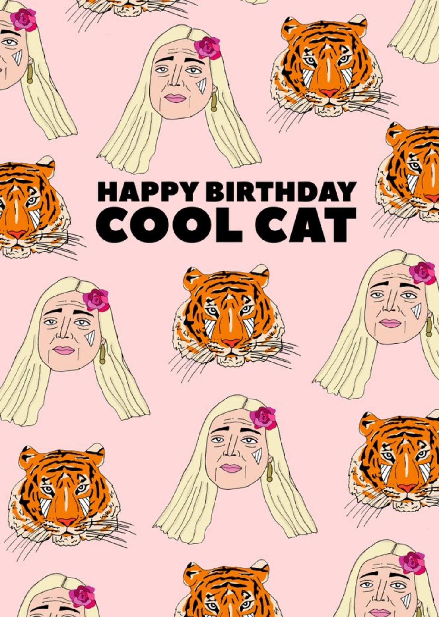 Moonpig Colourful Illustration Happy Birthday Cool Cat Card, Large